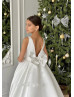 Square Neck Ivory Satin Flower Girl Dress